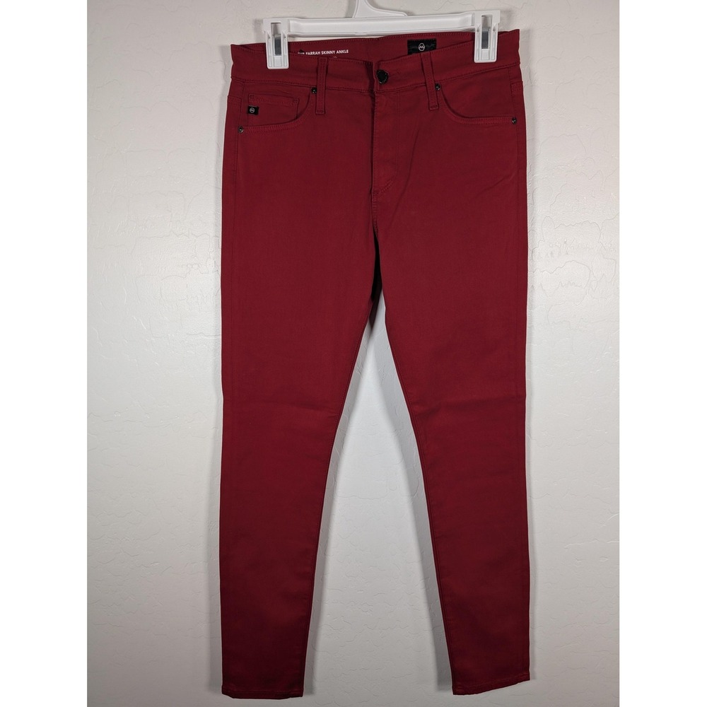 AG Adriano Goldschmied Jeans Womens 28 Red The‎ Farrah Skinny Ankle High Rise
